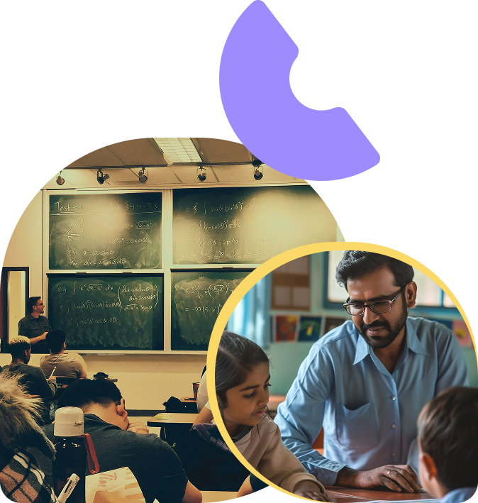 Teacher with students
